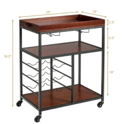 Costway 3 Tier Kitchen Trolley Utility Cart W/Wine Rack & Glass Holder -Baxton Home Shop GUEST 80c9ae32 cd2a 4e4a bda8 d3b5453ca656