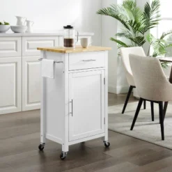 Savannah Wood Top Compact Kitchen Island Cart White/Natural - Crosley -Baxton Home Shop GUEST 81f48fc0 1225 4934 98f7 72416726b080