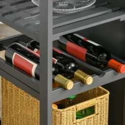 HOMCOM Utility Kitchen Cart, Rolling Kitchen Island Storage Trolley With Rack, Shelves, Drawer And Cabinet, Gray 11 HOMCOM Utility Kitchen Cart, Rolling Kitchen Island Storage Trolley With Rack, Shelves, Drawer And Cabinet, Gray -Baxton Home Shop GUEST 82f79f2c fcec 4ac2 aa72 351a07fbeeed