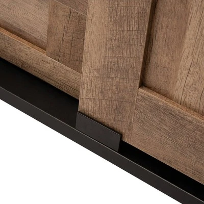 Modern Industrial Wine Cabinet With Sliding Door Brown - Glitzhome 5 Modern Industrial Wine Cabinet With Sliding Door Brown - Glitzhome - Image 3