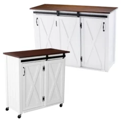 Lashire Barn Door Kitchen Cart Dark Brown/White - Aiden Lane -Baxton Home Shop GUEST 836b0be4 ff0c 4132 bc53 63c1f3e1804a