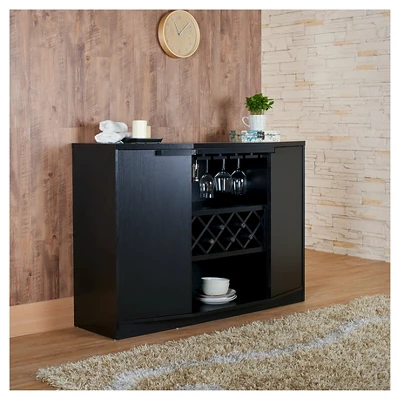 Rosio Transitional Criss Cross Wine Storage Dining Buffet Black - HOMES: Inside + Out 6 Rosio Transitional Criss Cross Wine Storage Dining Buffet Black - HOMES: Inside + Out - Image 4