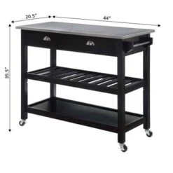 American Heritage 3 Tier Stainless Steel Kitchen Cart With Drawers - Breighton Home -Baxton Home Shop GUEST 8413486d c288 4d09 9048 f3fcdb39e801