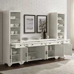 3pc Tara Sideboard And Bookcase Set Distressed White - Crosley 23 3pc Tara Sideboard And Bookcase Set Distressed White - Crosley -Baxton Home Shop GUEST 85122913 d1bd 4cc8 bdf6 ae785b12b711