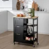 Costway Rolling Kitchen Island Utility Storage Cart W/ 3 Storage Drawers & Shelves White/Black -Baxton Home Shop GUEST 85b0598b 1515 4be3 97f4 921df532f5dc