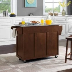 Eleanor Stainless Steel Top Kitchen Cart Mahogany/Stainless Steel - Crosley -Baxton Home Shop GUEST 863dcaca 3292 4a94 b32d b3b1fe9c9189