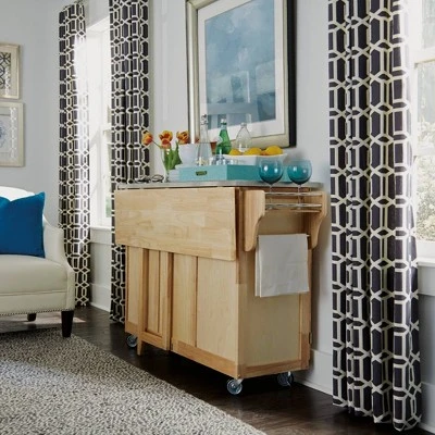 Breakfast Bar Kitchen Cart Natural With Stainless Steel Top - Home Styles 4 Breakfast Bar Kitchen Cart Natural With Stainless Steel Top - Home Styles - Image 2