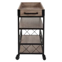 Merrick Lane Rolling Kitchen Serving And Bar Cart With Shelves And Wine Glass Holders In Distressed Light Oak Wood And Black Iron -Baxton Home Shop GUEST 87ab3f22 dac1 40c0 965f 870a5df3bb5a 2