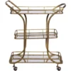 Uttermost Stassi 33" Wide Antiqued Gold Serving Bar Cart