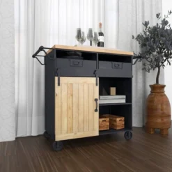 Industrial Rolling Cart Black - Olivia & May -Baxton Home Shop GUEST 88bdf5a7 d986 47d3 9725 55e17c6e4b80