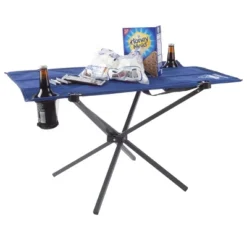 Camp Table-Outdoor Folding Table With 2 Cupholders And Carrying Bag-For Camping, Hiking, Beach, Picnic, Or Sporting Events By Leisure Sports (Blue) -Baxton Home Shop GUEST 88c30293 9ecf 427d a261 dc839b22de59