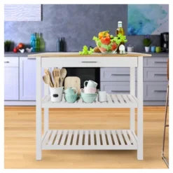Kitchen Island With Two Shelves - Flora Home -Baxton Home Shop GUEST 89324510 b41c 44a7 844c d53179621f4c