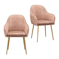 Costway Set Of 2 Velvet Dining Chairs Mid-Back Leisure Armchair W/ Gold Leg PinkGray -Baxton Home Shop GUEST 896e46ba ad2a 4c56 9aa0 1ee0d5c3e1b9