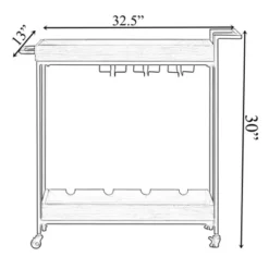 Vintiquewise Metal Wine Bar Serving Cart With Rolling Wheels, Wine Rack, And Glass Holder -Baxton Home Shop GUEST 8a019615 d233 4785 ba34 88dc6edffd14