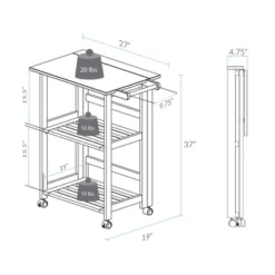 Folding Kitchen Cart With Two Shelves And One Handle Natural - Flora Home -Baxton Home Shop GUEST 8a12fa06 f48e 4f7d 9ee3 e393379bdcad