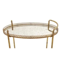Oval Mirror Rolling Bar Cart Gold - Olivia & May -Baxton Home Shop GUEST 8d0233ee 42ba 4e94 868b 43cb044e3e9e