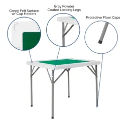 Flash Furniture 34.5" Square 4-Player Folding Card Game Table With Green Playing Surface And Cup Holders -Baxton Home Shop GUEST 8e4049bf 8136 4a40 96da 886c7d33ed3f 1