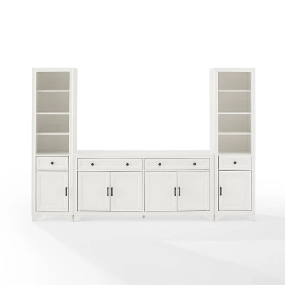 3pc Tara Sideboard And Bookcase Set Distressed White - Crosley 9 3pc Tara Sideboard And Bookcase Set Distressed White - Crosley - Image 7