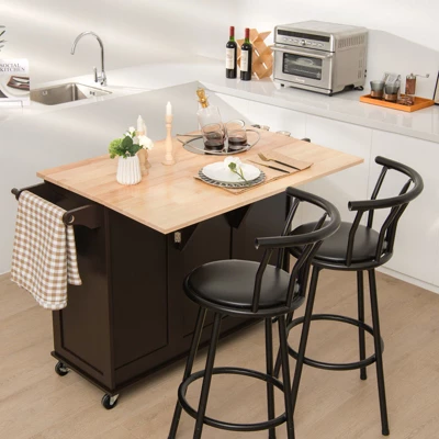 Costway Kitchen Island Cart On Wheels, Mobile Kitchen Island Rolling Island Trolley W/ 2-Door Cabinet 4 Costway Kitchen Island Cart On Wheels, Mobile Kitchen Island Rolling Island Trolley W/ 2-Door Cabinet - Image 2