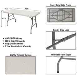 30"x60" Heavy Duty Folding Banquet Table Speckled Gray - Hampden Furnishings 17 30"x60" Heavy Duty Folding Banquet Table Speckled Gray - Hampden Furnishings -Baxton Home Shop GUEST 8fbd7344 2456 4048 87d3 3dbeb2653793