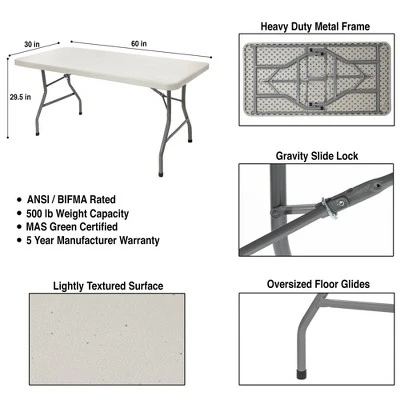 30"x60" Heavy Duty Folding Banquet Table Speckled Gray - Hampden Furnishings 10 30"x60" Heavy Duty Folding Banquet Table Speckled Gray - Hampden Furnishings - Image 8