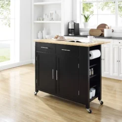 Savannah Wood Top Drop Leaf Kitchen Island/Cart - Crosley