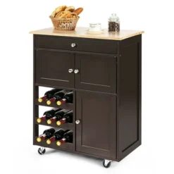 Costway Rolling Kitchen Island Serving Cart Storage Cabinet W/ Wine Rack -Baxton Home Shop GUEST 909b2beb e8d7 49d5 b239 7127083ffa24