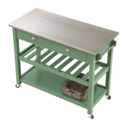 Carolina Kitchen Island With Stainless Steel Top Green - Boraam -Baxton Home Shop GUEST 91006601 7fb4 46f2 8b15 bc1e5bcc4d36