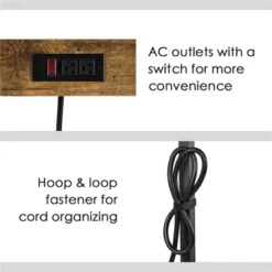 Yaheetech 5-Tier 56" H Baker’s Rack With Wire Basket & Power Outlets, Rustic Brown -Baxton Home Shop GUEST 914a69db e2fd 4c7b b7ca f7920bd901a2