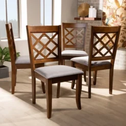 Set Of 4 Brigitte Dining Chair Gray/Walnut - Baxton Studio -Baxton Home Shop GUEST 91bc65bc ad1c 466a 8e77 aa508bbe4355
