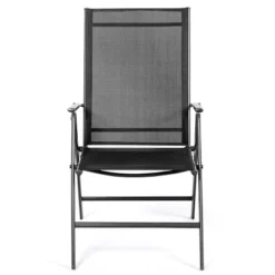 Costway 4PCS Patio Folding Dining Chair Recliner Adjustable Black -Baxton Home Shop GUEST 926b1634 d476 4125 b657 cbe103559ffc