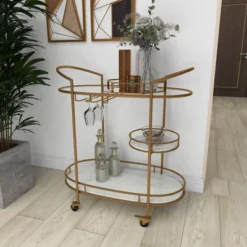 Contemporary Iron Bar Cart Gold - Olivia & May -Baxton Home Shop GUEST 927969e6 6ae6 4d6c ab41 f09d2a692396