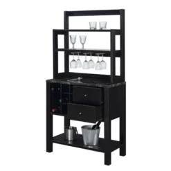 Newport 2 Drawer Serving Bar With Wine Rack And Shelves - Breighton Home -Baxton Home Shop GUEST 92cf2231 cc55 4418 858e cd01cab4ba8d