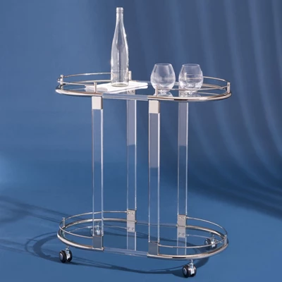 Lennon Acrylic Bar Trolley - Chrome - Safavieh 4 Lennon Acrylic Bar Trolley - Chrome - Safavieh - Image 2