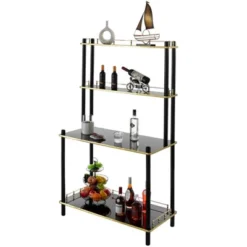 Fabulaxe Modern Display Wooden Console Bar Serving Table With 4 Tiered Open Shelves, For Bartender, Kitchen Or Wine Caller Room -Baxton Home Shop GUEST 9489076f 34e1 454e b7c3 957cfeb4c382