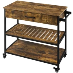 Yaheetech 3-Tier Rolling Kitchen Island Utility Kitchen Cart With Storage Drawer & Shelves -Baxton Home Shop GUEST 94b42c4d 50a6 4e52 892a 527ca00de611