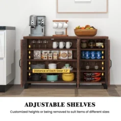 Costway 3-Door Buffet Sideboard Storage Credenza Cabinet Console Adjustable Shelf Brown/White Wash -Baxton Home Shop GUEST 94c808a3 50f1 4ef0 9641 7e55f5e29a22