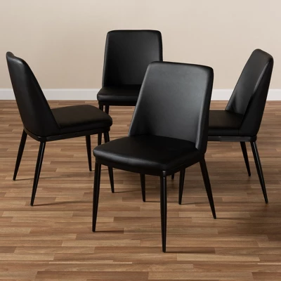 Set Of 4 Darcell Modern And Contemporary Faux Leather Upholstered Dining Chairs - Baxton Studio 5 Set Of 4 Darcell Modern And Contemporary Faux Leather Upholstered Dining Chairs - Baxton Studio - Image 3