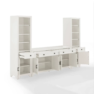 3pc Tara Sideboard And Bookcase Set Distressed White - Crosley 10 3pc Tara Sideboard And Bookcase Set Distressed White - Crosley - Image 8