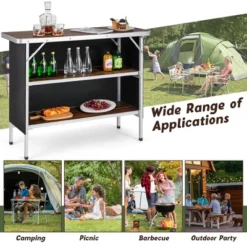 Costway Folding Camping Table Aluminum Portable Picnic Table With 2-Tier Shelves BlackCoffee 19 Costway Folding Camping Table Aluminum Portable Picnic Table With 2-Tier Shelves BlackCoffee -Baxton Home Shop GUEST 951ccdf4 5492 4a5f a150 7f82c58b1187