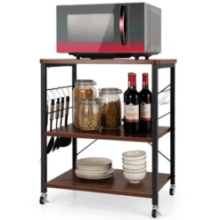 Costway 3-Tier Kitchen Baker's Rack Microwave Oven Storage Cart W/ Hook 26 Costway 3-Tier Kitchen Baker's Rack Microwave Oven Storage Cart W/ Hook -Baxton Home Shop GUEST 95704ece 8125 4fd2 90a4 fe78d95487c8