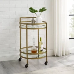 Bailey Round Bar Cart Gold - Crosley
