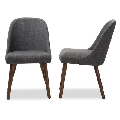 Set Of 2 Cody Mid Century Modern Walnut Finished Wood Fabric Upholstered Dining Chair - Baxton Studio 4 Set Of 2 Cody Mid Century Modern Walnut Finished Wood Fabric Upholstered Dining Chair - Baxton Studio - Image 2