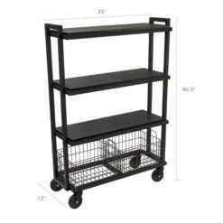 Cart System With Wheels 4 Tier Black - Atlantic -Baxton Home Shop GUEST 98ed7d21 de39 4340 822f 702154192d49