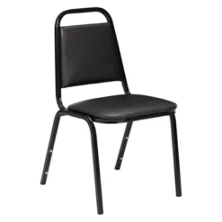 Set Of 2 Vinyl Padded Stack Chairs With Seat And Frame Black - Hampden Furnishings