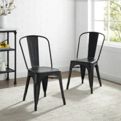 Set Of 2 17" Amelia Metal Chair Matte Black - Crosley 14 Set Of 2 17" Amelia Metal Chair Matte Black - Crosley -Baxton Home Shop GUEST 9a2d5845 4d07 4c85 a286 7414b666178d