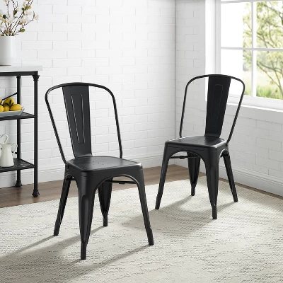 Set Of 2 17" Amelia Metal Chair Matte Black - Crosley 6 Set Of 2 17" Amelia Metal Chair Matte Black - Crosley - Image 4