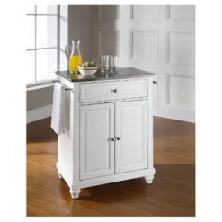 Cambridge Stainless Steel Top Portable Kitchen Island - White - Crosley -Baxton Home Shop GUEST 9afd4e25 81f0 4011 a27a 695c5f5955bd