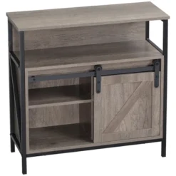HOMCOM Farmhouse Buffet Cabinet, Kitchen Sideboard, Coffee Bar Cabinet With Sliding Barn Door And Adjustable Shelf For Living Room, Gray -Baxton Home Shop GUEST 9b35bb28 68cf 42dd 9b43 de38c91e1b38