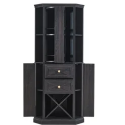 Home Source Corner Bar Cabinet With Rotating Wine Rack -Baxton Home Shop GUEST 9b7b48e9 bfa4 45bb bfce e67e24609f01